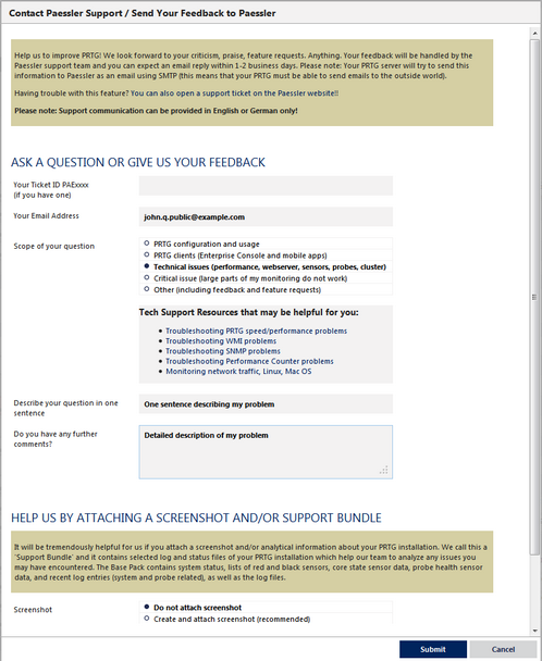 The Contact Support / Feedback Form The Contact Support / Feedback Form